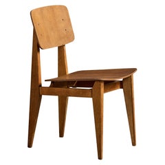 Marcel Gascoin, silla auxiliar, roble, Francia, década de 1950