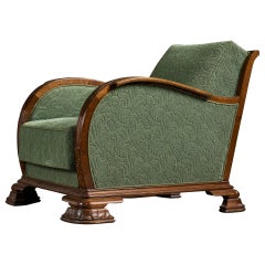 Danish Designer, Lounge Chair, Wood, Fabric, Denmark, 1930s