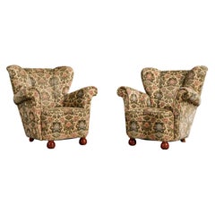 Designer suédois, fauteuils de salon, bois, tissu, Suède, années 1940