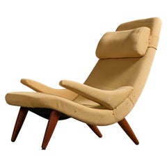 Danish Designer, Lounge Chair, Fabric, Teak, Denmark, 1960s