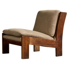 Argentinischer Designer, Loungesessel, Holz, Stoff, Argentinien, 1960er Jahre