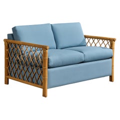 American Designer, Sofa, Bamboo, Rattan, Fabric, USA, 1960s