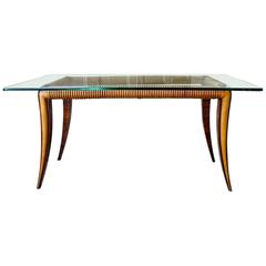 Vintage Paolo Buffa Coffee Table or End Table Rosewood and Glass, Italian, 1950s