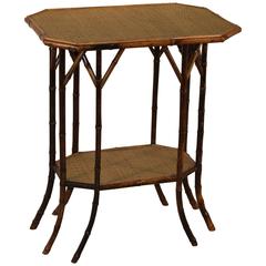 19th Century French Bamboo Table with Eight Legs