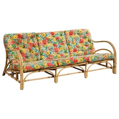 Nordiska Kompaniet, Sofa, Bamboo, Rattan, Fabric, Sweden, 1974