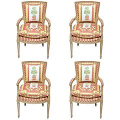 Set of Four Louis XVI Style French Armchairs