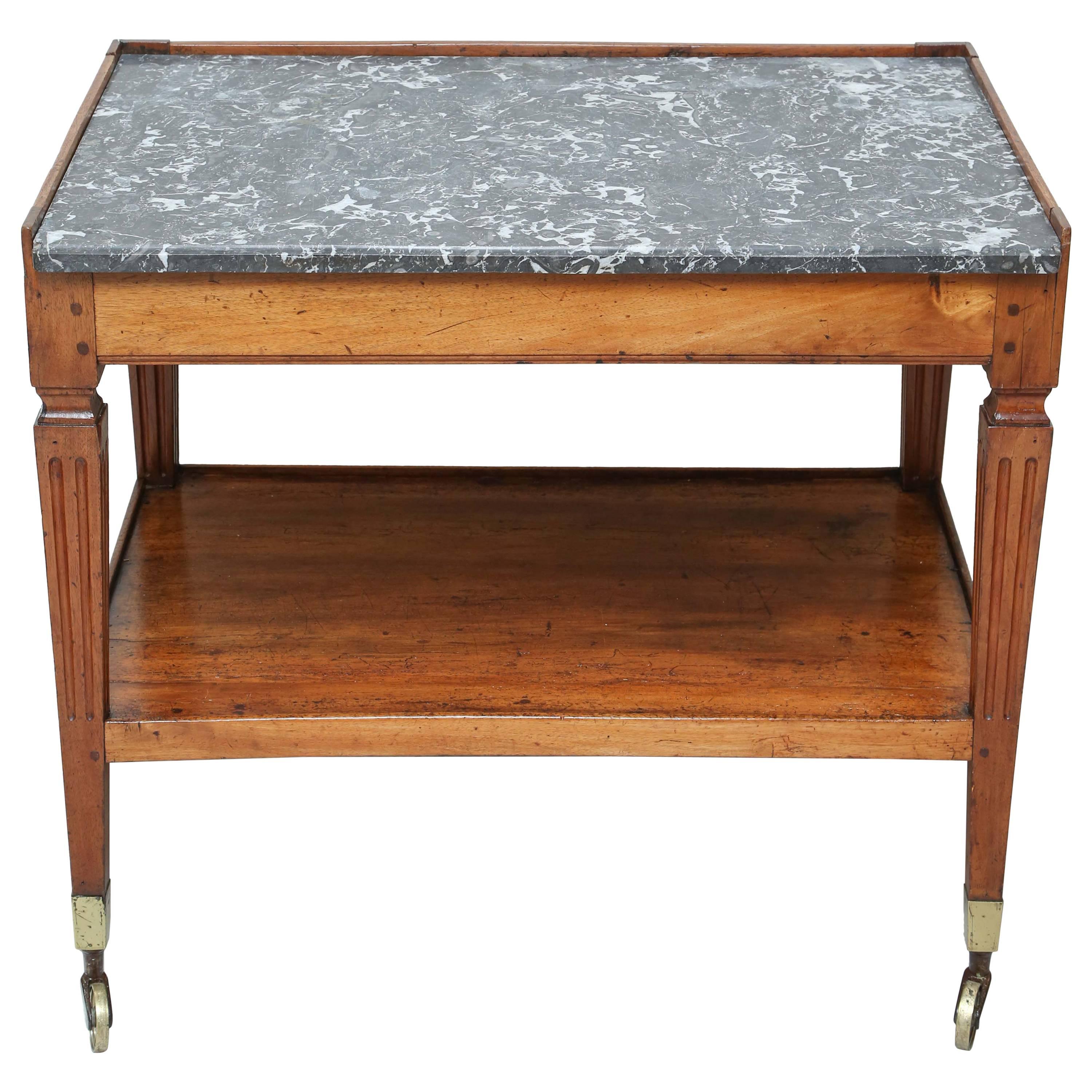 Antique Italian Two-Tiered Cart with Marble Top