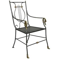 Maison Jansen Style Iron and Brass Swan Armchair 5