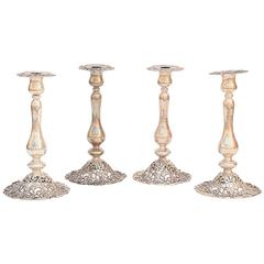 Rare Set of Four Loring Andrews Sterling Candlesticks