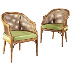 Pair of Mid-Century Simulated Bamboo Bergeres