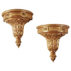 Pair of Neoclassical Giltwood Brackets