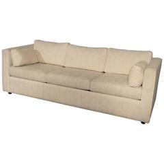 Used Mid-Century Modern White Tuxedo Style Sleeper Sofa