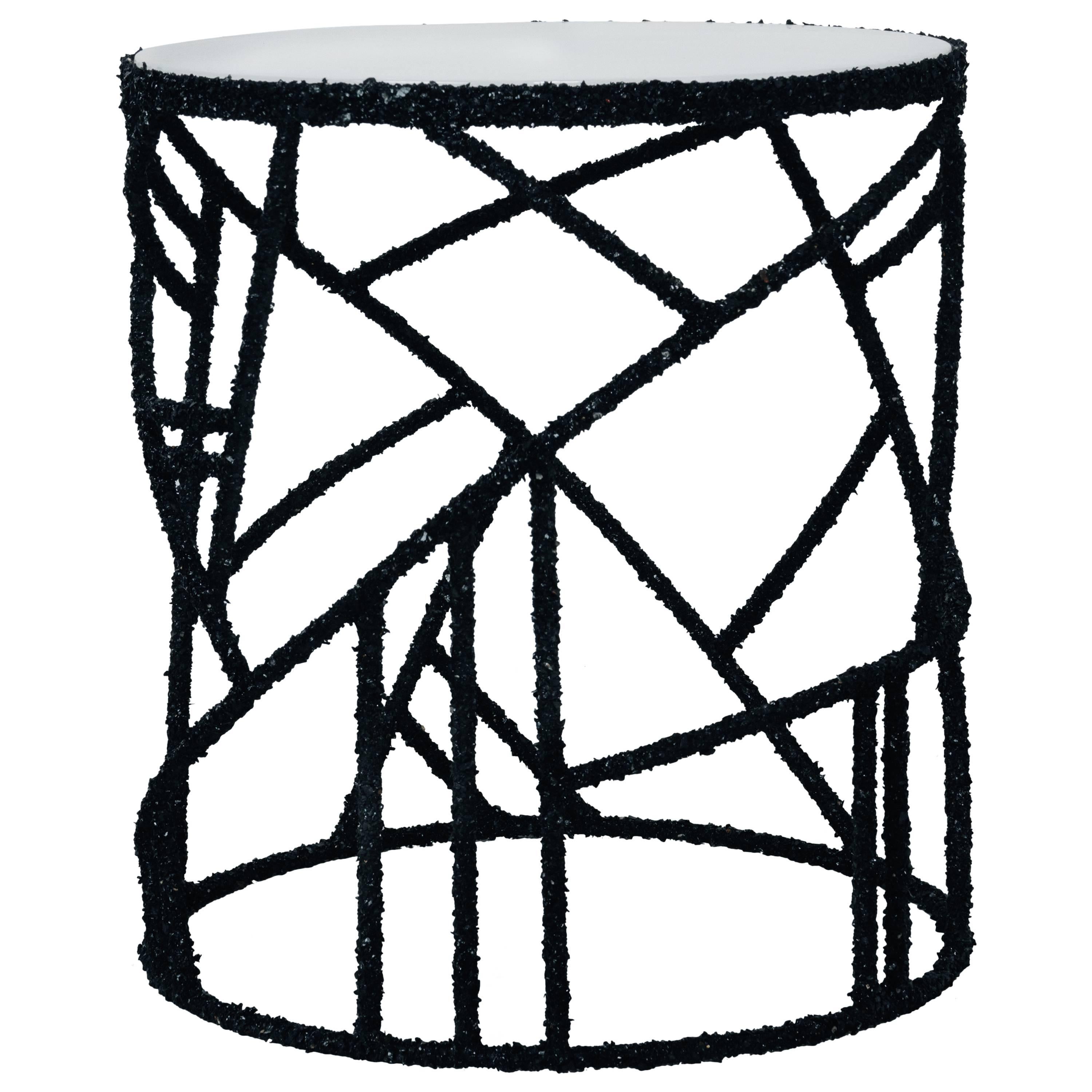 Handgefertigter Beistelltisch aus schwarzem Turmalin und Onyx, von Samuel Amoia