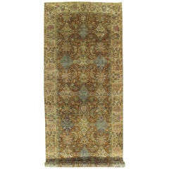 Vintage Indo Tabriz Carpet, Oriental Rug, Handmade, Taupe, Gold, Cream Caramel