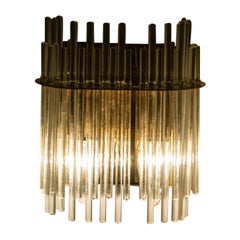 Gold Rod Glass and Clear Brass Wall Sconce, Sciolari, 1960