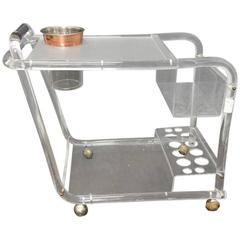 Antique Lucite and Chrome Bar Cart in Manner of Charles Hollis Jones