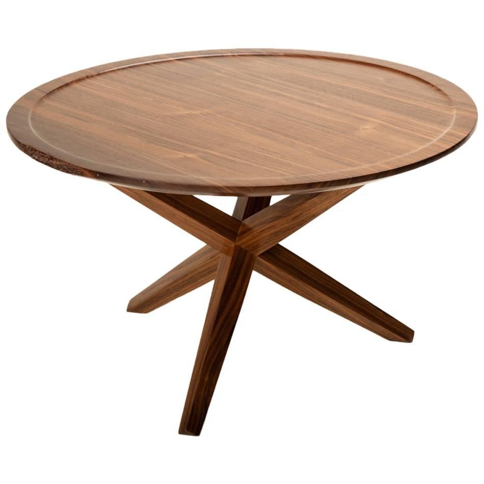Solid Walnut Round Ledge Top End Table For Sale
