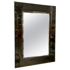Fontana Arte Style Italian Chrome Framed Mirror