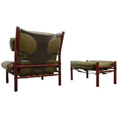 Arne Norell Easy Chair and Ottoman Model Inca