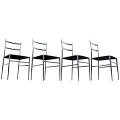 Set of Four Gio Ponti Superleggera Chrome Dining Chairs
