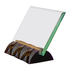 Unique Daum France Etched Crystal Amber & Purple Picture Frame - France 1970's