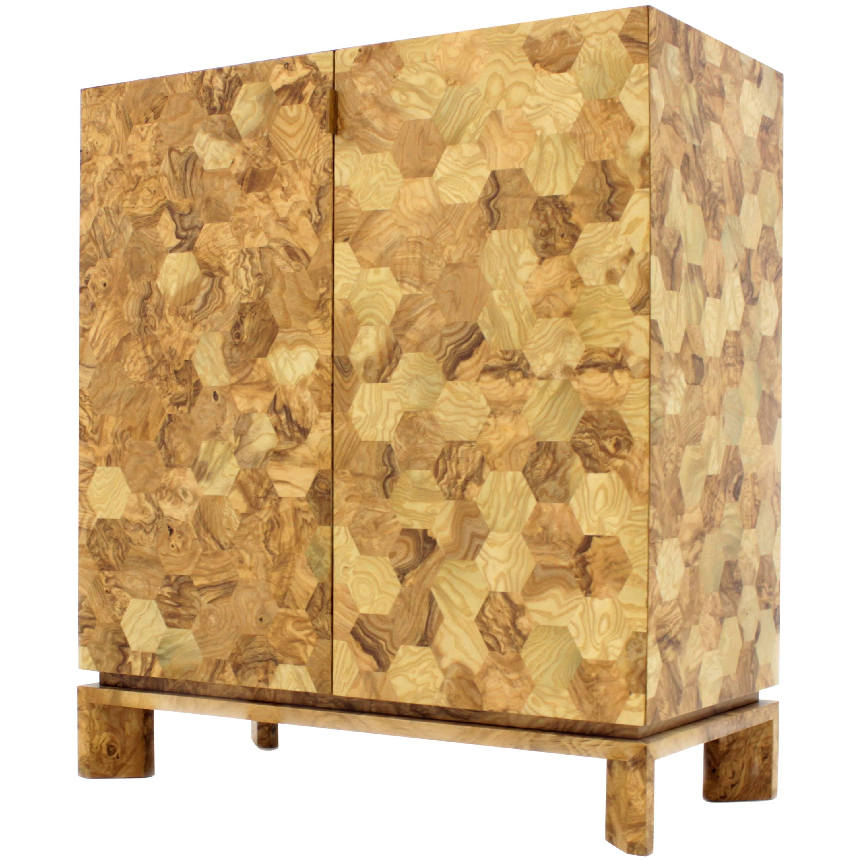 Italian Modern Honeycomb Handmade Timber Two-Door Bee Cabinet For Sale