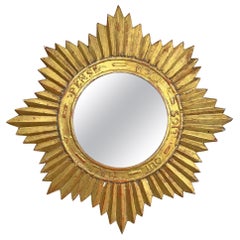 A Rare Order Of The Garter Giltwood Sunburst Mirror Circa 1920 France