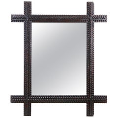 19th Century Rustic Tramp Art Wall Mirror, Austria ca. 1880