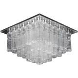 Beautiful Large Vintage Flush Mount Chandelier with Hand Blow Glass Prisms