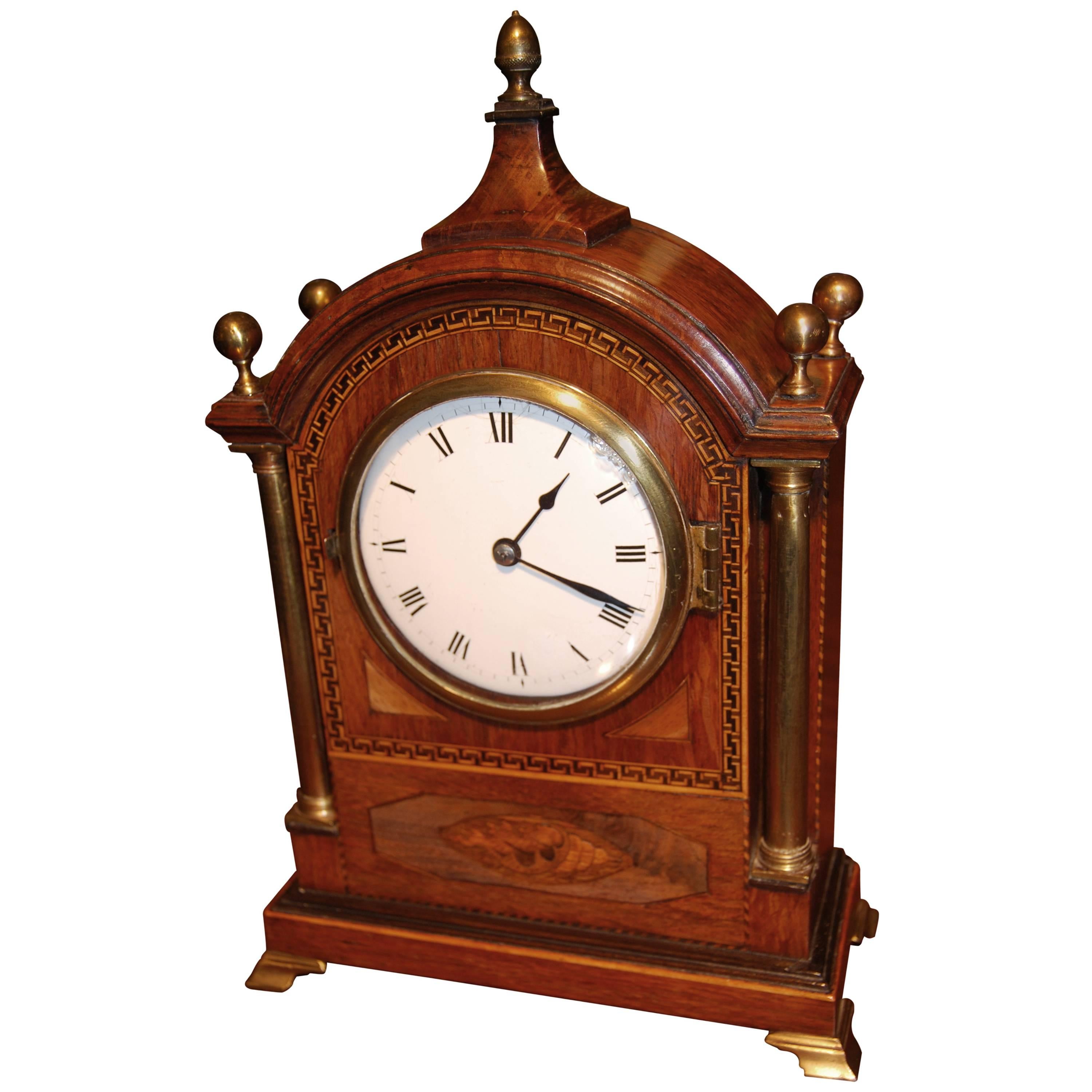 Mid 19th Century Mahogany, Partridgewood and Inlaid Bracket Clock For Sale