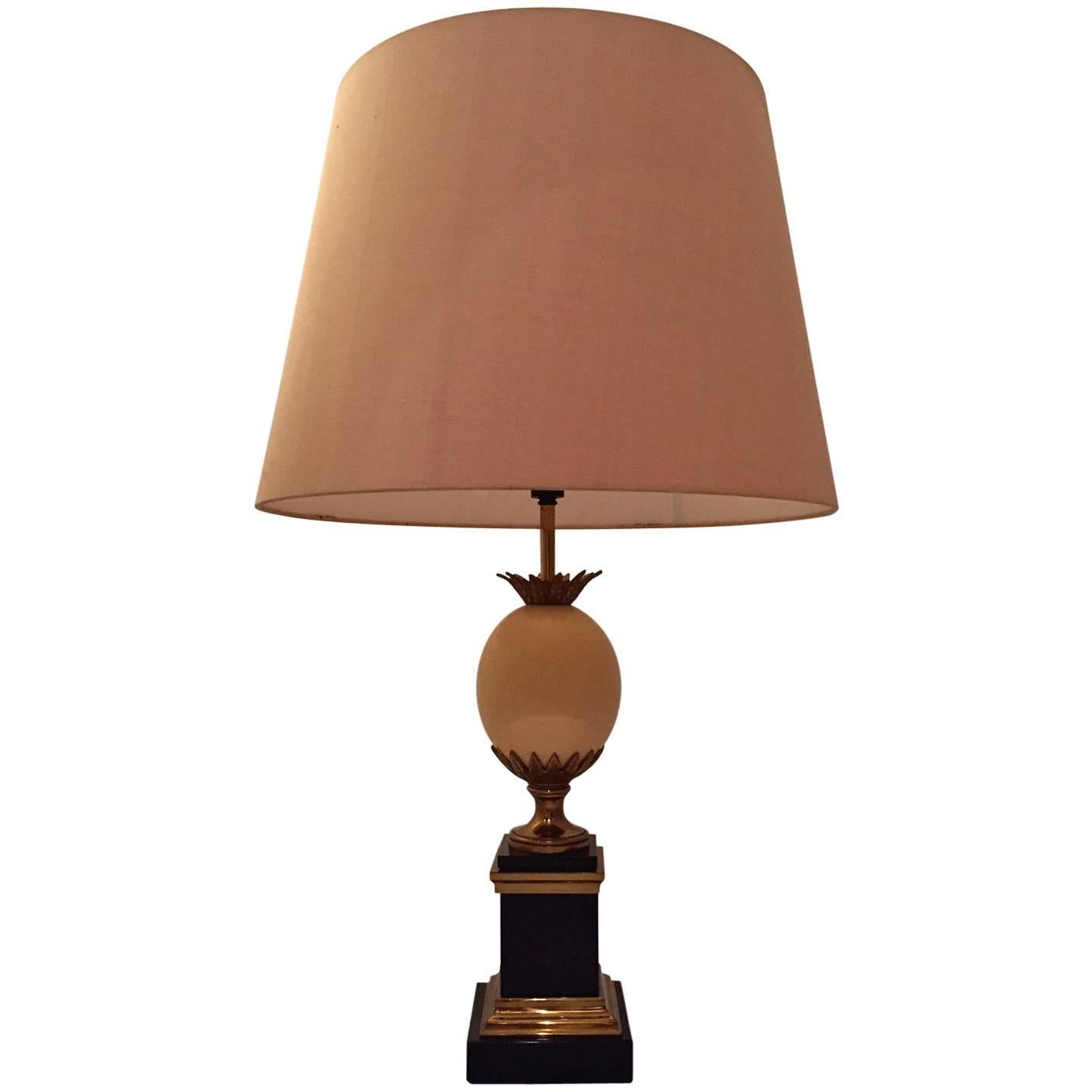 French Maison Charles Style Table Lamp with Ostrich Egg For Sale