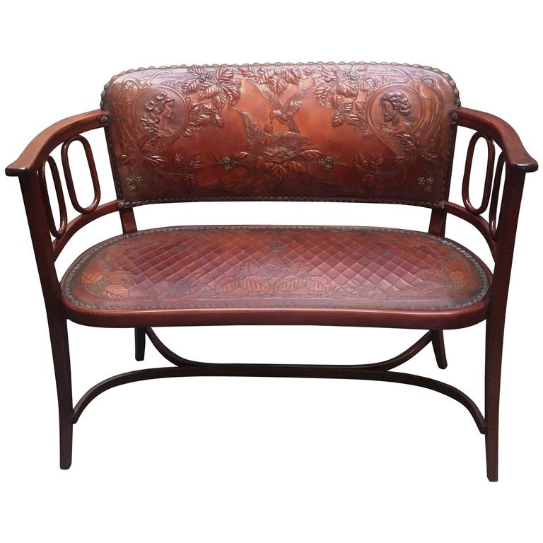 Beechwood Furniture Exterior josef hoffmann bent beechwood and hand tooled leather settee at Beechwood Furniture Exterior josef hoffmann bent beechwood and hand tooled leather settee at