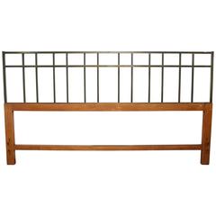 Mid-Century Modern Paul McCobb Minimalist Geometric Brass King-Size Headboard