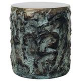 Hand Made Drum Side Table of Sculpted Bronze, by Samuel Amoia