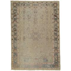 Vintage Silk Kaysari Rug, Turkish Rug, Handmade Oriental Rug, Taupe, Gray, Green 10