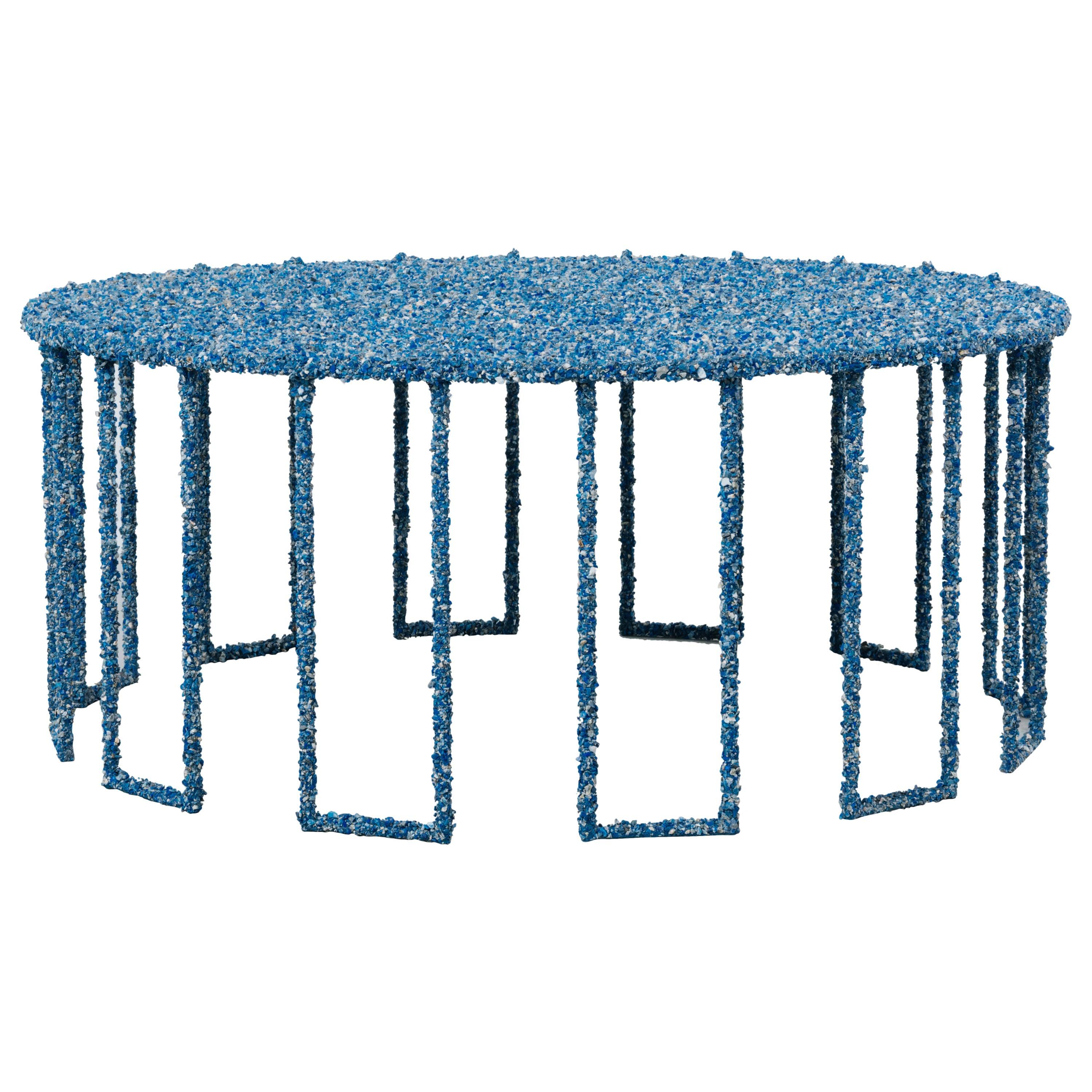 Hand Made Crushed Lapis Lazuli Coffee Table, by Samuel Amoia For Sale