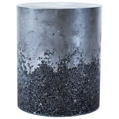 Hand Made Tourmaline and Black Plaster Drum, Side Table by Samuel Amoia 6