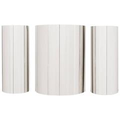 Paul Evans, Set of Three Custom Polished Steel Cylinder Cabinets, USA, c 1980