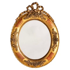 18th Century Italian Rococo Gilt Wood Oval Mirror, Small Scale, 18.75 inches