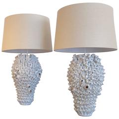 Retro Pair of Ceramic Shells Lamps