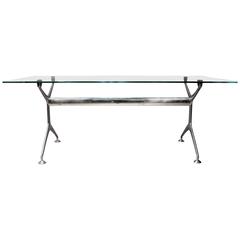 Eames for Herman Miller Glass Top Chrome Base Desk or Table