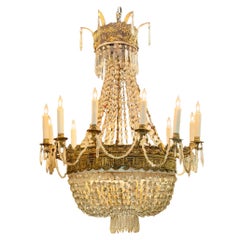 Early 19th Century French Empire Basket Chandelier with Greek Key Motif