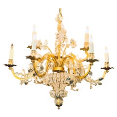 French Maison Bagues Crystal Flower Chandelier