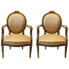 Pair of Gilded Louis XV Style Armchairs