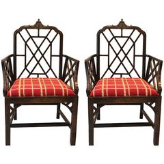 Pair of Chinese Chippendale Armchairs
