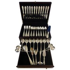 Princess by Stieff Sterling Silver Flatware Set of 12 Service 66 Pcs Hand-Chased