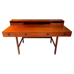 Vintage Peter Lovig Nielsen Flip Top Teak Desk with Two Drawer Cubbies, 1970