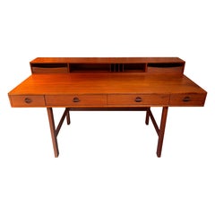 Vintage Peter Lovig Nielsen Flip Top Teak Desk with Two Drawer Cubbies, 1970