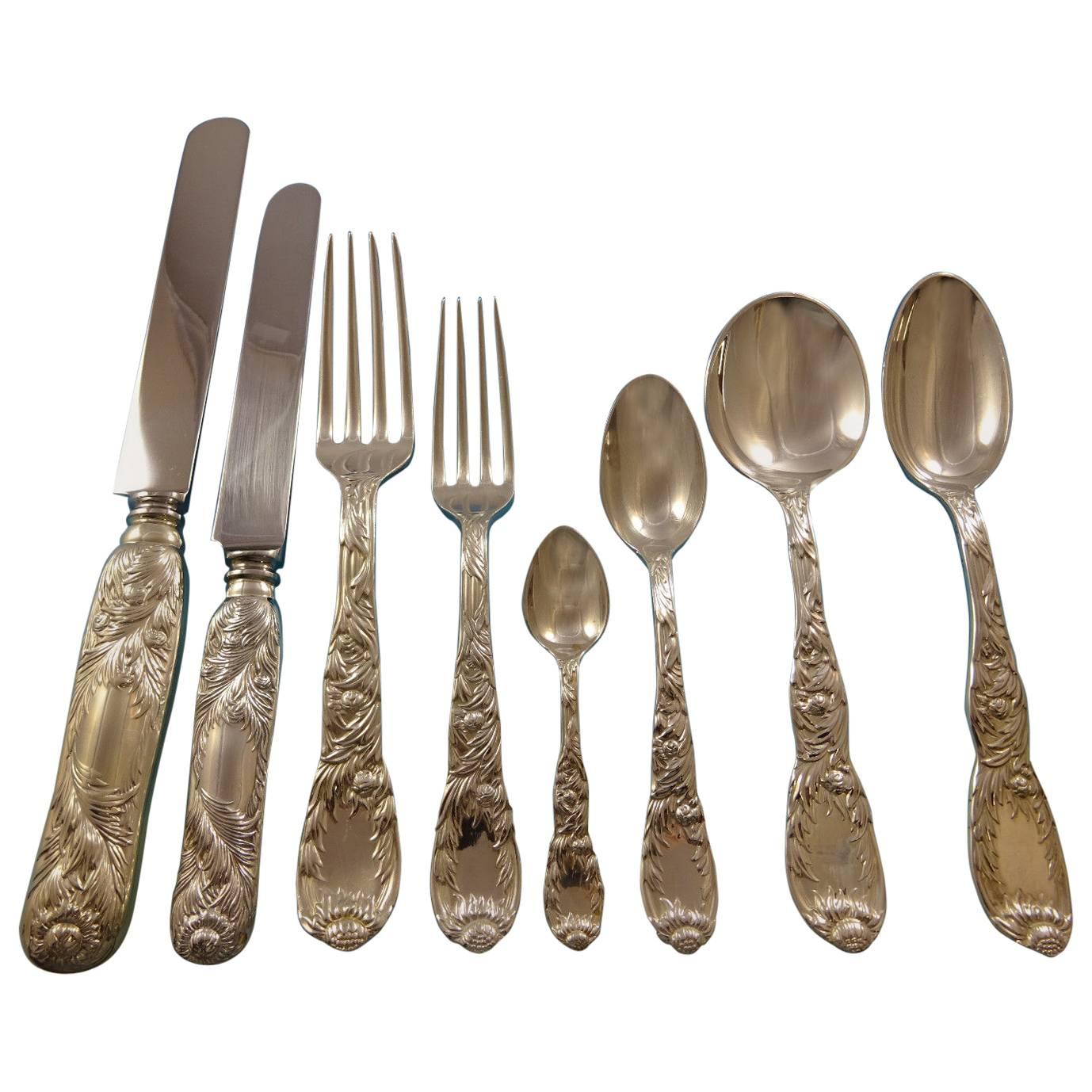 Chrysanthemum by Tiffany Sterling Silver Flatware Set for 12 Service 102 Pieces