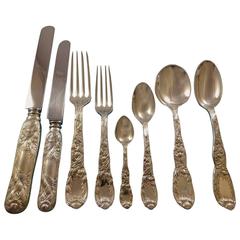 Antique Chrysanthemum by Tiffany Sterling Silver Flatware Set for 12 Service 102 Pieces